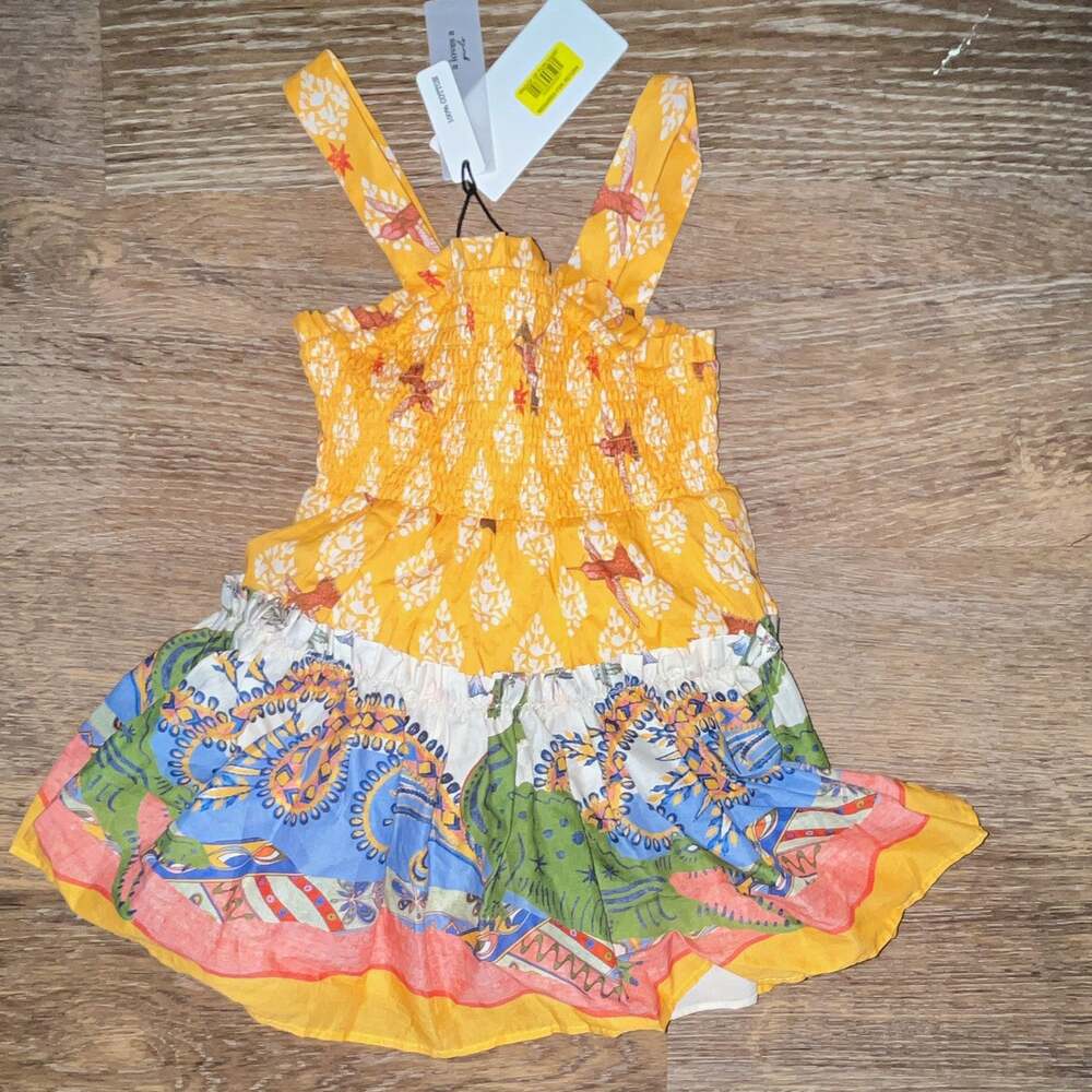 a loves a girl Girls 3T Yellow Floral Sundress Smocked Sleeveless 100% Cotton